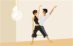 Girl and boy dancing, vector pictures HD wallpaper