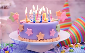 Happy Birthday, cake, decoration, sweet, candles HD wallpaper