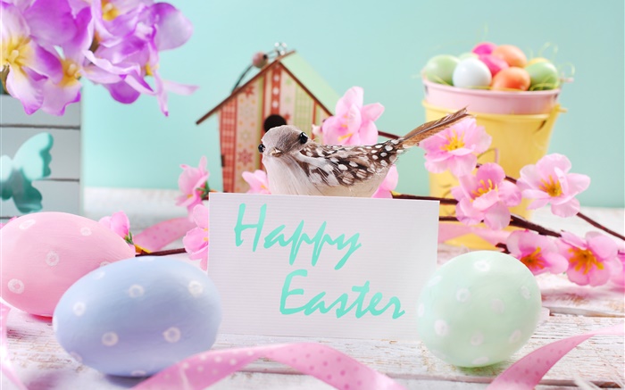 Happy Easter, flowers, eggs, decoration, spring Wallpapers Pictures Photos Images