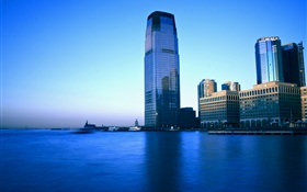 Jersey City, New Jersey, USA, sea, skyscrapers HD wallpaper