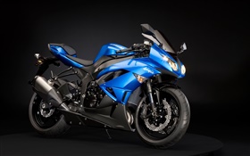 Kawasaki Ninja ZX-6R motorcycle, blue and black HD wallpaper