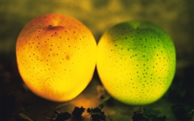 Light fruit, green and orange apples HD wallpaper