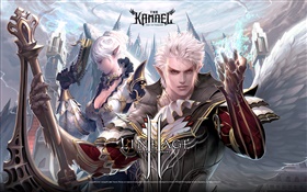 Lineage 2, white haired warriors HD wallpaper