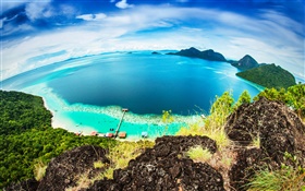 Malaysia, Bohey Dulang Island, tropics sea, coast, beach HD wallpaper