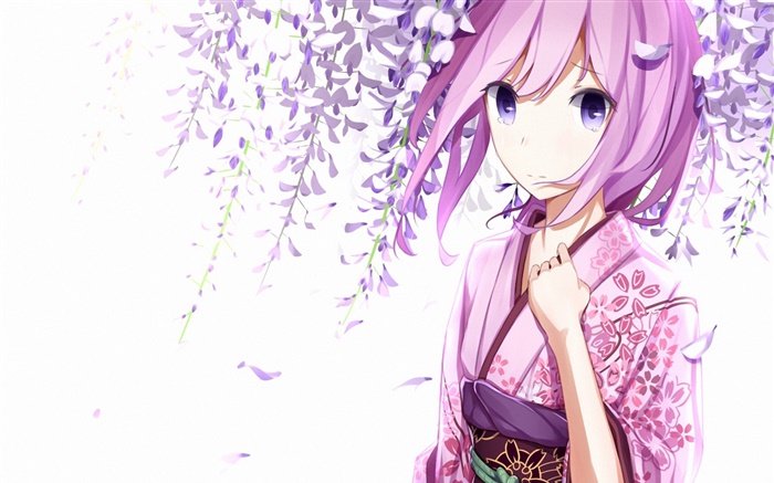 Megurine Luka, kimono girl, anime, flowers Wallpapers Pictures Photos Images