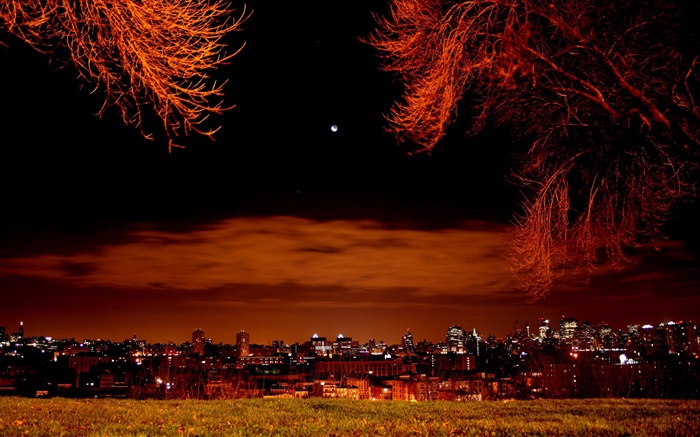 Mountain top view city, night, buildings, lights Wallpapers Pictures Photos Images