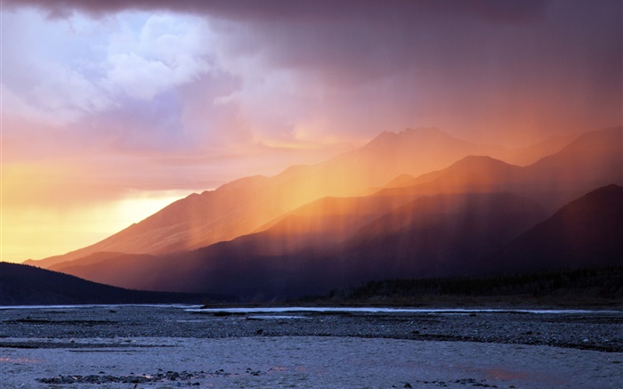 Mountains, sunrise, dawn, fog, clouds Wallpapers Pictures Photos Images