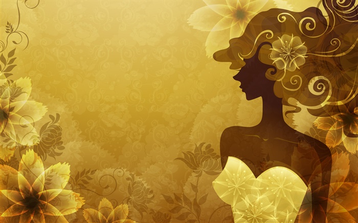 Orange style, vector girl, flowers, design pictures Wallpapers Pictures Photos Images