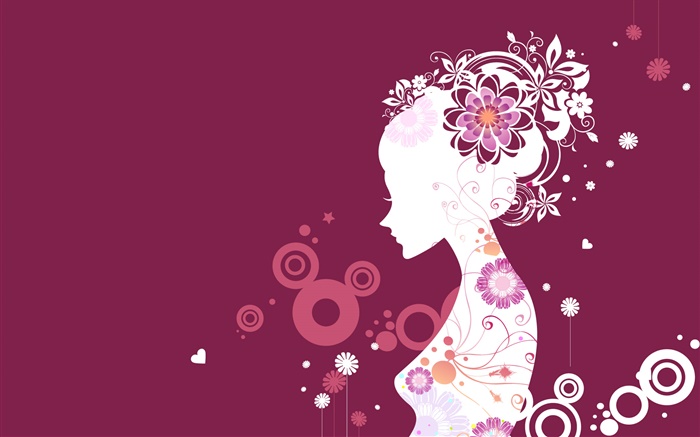 Purple background, vector girl, creative design Wallpapers Pictures Photos Images