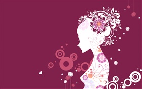 Purple background, vector girl, creative design HD wallpaper