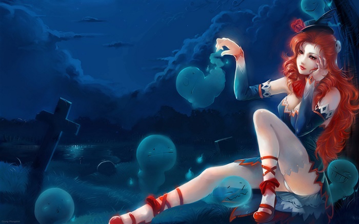 Red hair fantasy girl and soul Wallpapers Pictures Photos Images