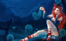 Red hair fantasy girl and soul HD wallpaper