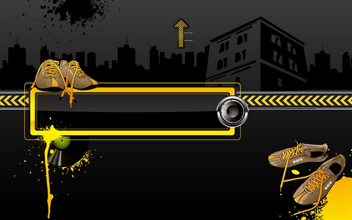 Shoes and speaker, black background, vector pictures Wallpapers Pictures Photos Images