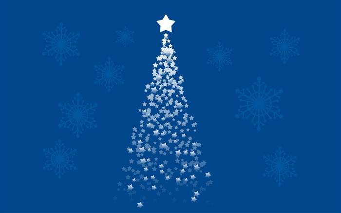 Stars Christmas tree, blue background, art pictures Wallpapers Pictures Photos Images