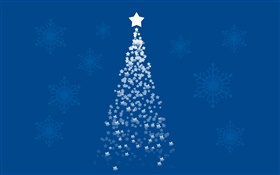 Stars Christmas tree, blue background, art pictures HD wallpaper