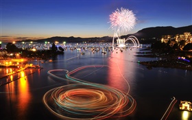 Vancouver, British Columbia, Canada, English Bay, night, fireworks, boats