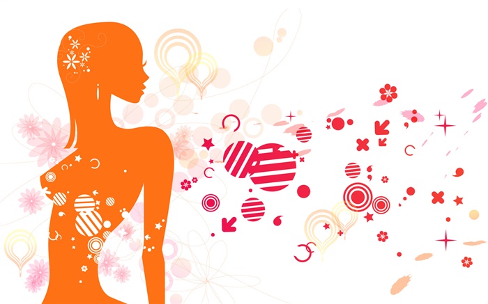 Vector girl, circles, white background Wallpapers Pictures Photos Images