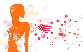 Vector girl, circles, white background HD wallpaper