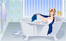 Vector girl ready to bath HD wallpaper
