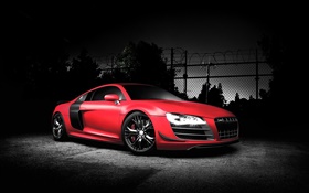 Audi R8 sports car, red color, night