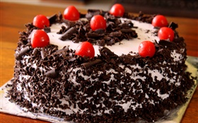 Black Forest cake, red berries HD wallpaper