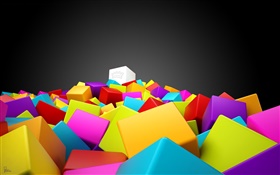 Colorful bricks, 3D pictures HD wallpaper