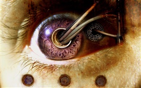 Eye, wires, creative design HD wallpaper