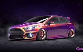 Ford Focus RS purple color car HD wallpaper