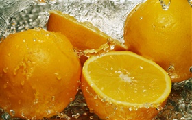 Fresh fruit, lemon, water, drops HD wallpaper