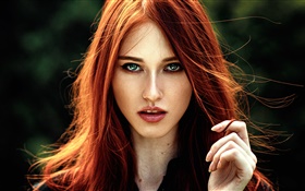 Lovely red hair girl, blue eyes HD wallpaper