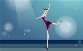 Purple dress girl beautiful dance, vector pictures HD wallpaper