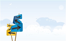 Road signs, clouds, vector design HD wallpaper