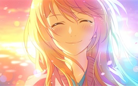 Smile anime girl under sun HD wallpaper