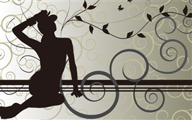 Summer girl sit, vector pictures HD wallpaper