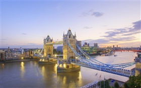 Tower Bridge, River Thames, dusk, London, England HD wallpaper