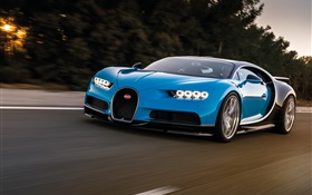 Bugatti Chiron blue supercar speed HD wallpaper