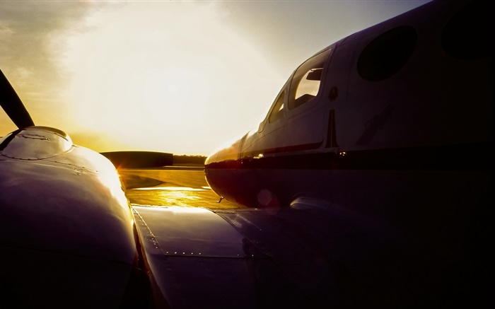 C3 Cessna airplane at sunset, airport Wallpapers Pictures Photos Images