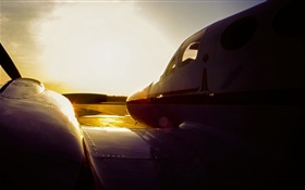 C3 Cessna airplane at sunset, airport HD wallpaper