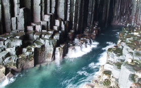 Fingal's Cave, water, rocks HD wallpaper