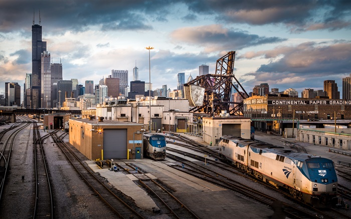 Chicago, Illinois, USA, city, skyscrapers, railway Wallpapers Pictures Photos Images