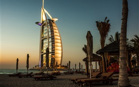 Dubai, hotel, sea, sunset HD wallpaper