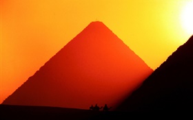 Egypt, Giza, pyramids, sunset HD wallpaper