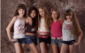 Fashion show, five lovely little girls, children