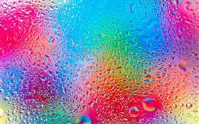 Glass, water drops, colorful HD wallpaper