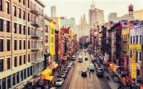 Manhattan, America, New York, East Broadway, Chinatown, street, cars