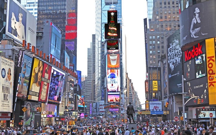 New York, Times Square, skyscrapers, street, people Wallpapers Pictures Photos Images
