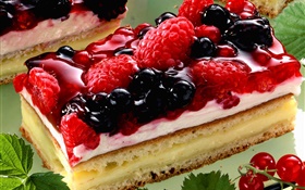 Piece of cake, berries, cream HD wallpaper
