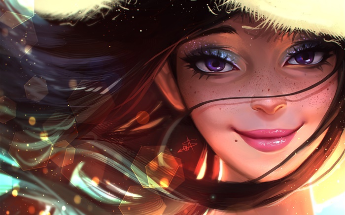 Smile fantasy girl, hair, wind Wallpapers Pictures Photos Images