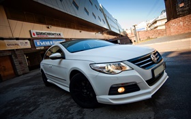 Volkswagen Passat white car front view HD wallpaper