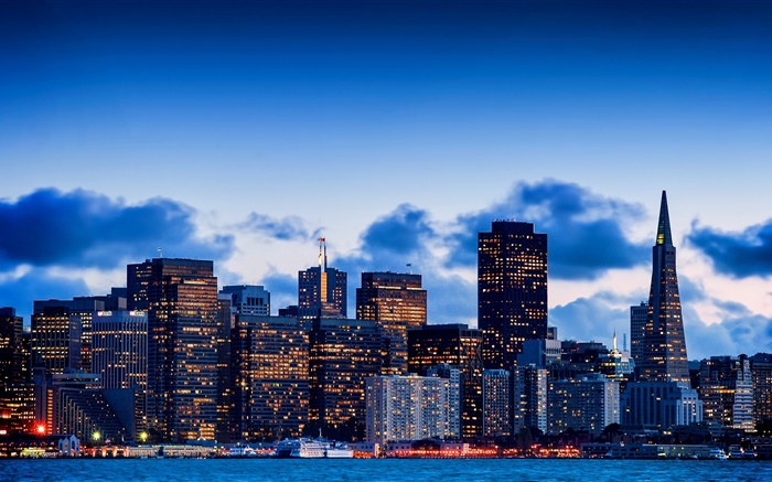 City at dusk, skyscrapers, San Francisco, California, USA Wallpapers Pictures Photos Images